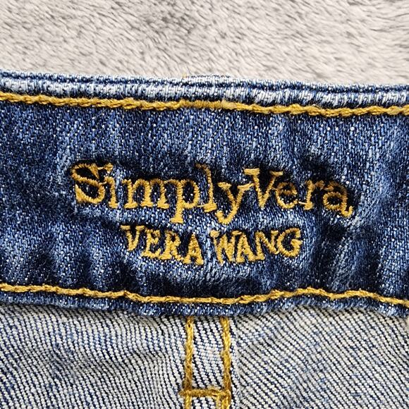 Simply Vera Vera Wang Jeans Womens 12 Blue Distressed Crop Straight Leg Stretch - Picture 6 of 14